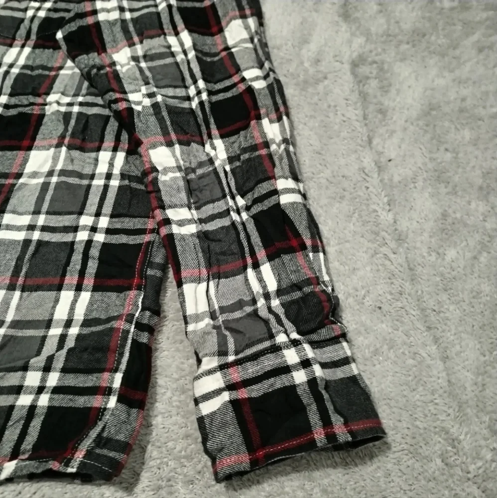 Chaps Shirt Mens L Combat Grey Flannel Plaid Embroidered Logo Button Down Pocket - Picture 11 of 13